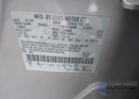 2009 Ford Edge Se from USA, damaged, VIN 2FMDK36C69BA96318